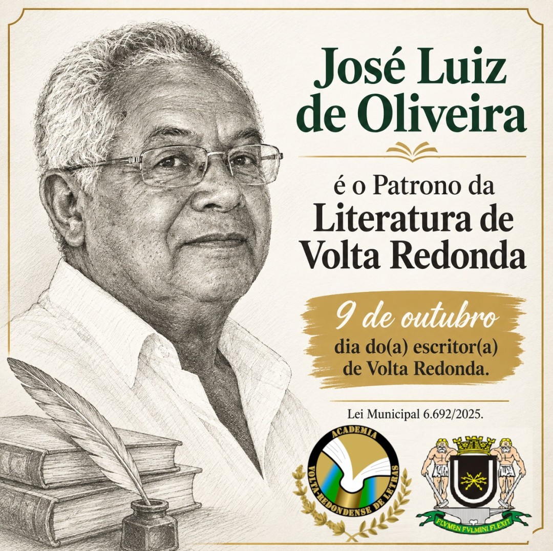 Dia do(a) escritor(a) de Volta Redonda: José Luiz de Oliveira é o patrono da literatura de Volta Redonda